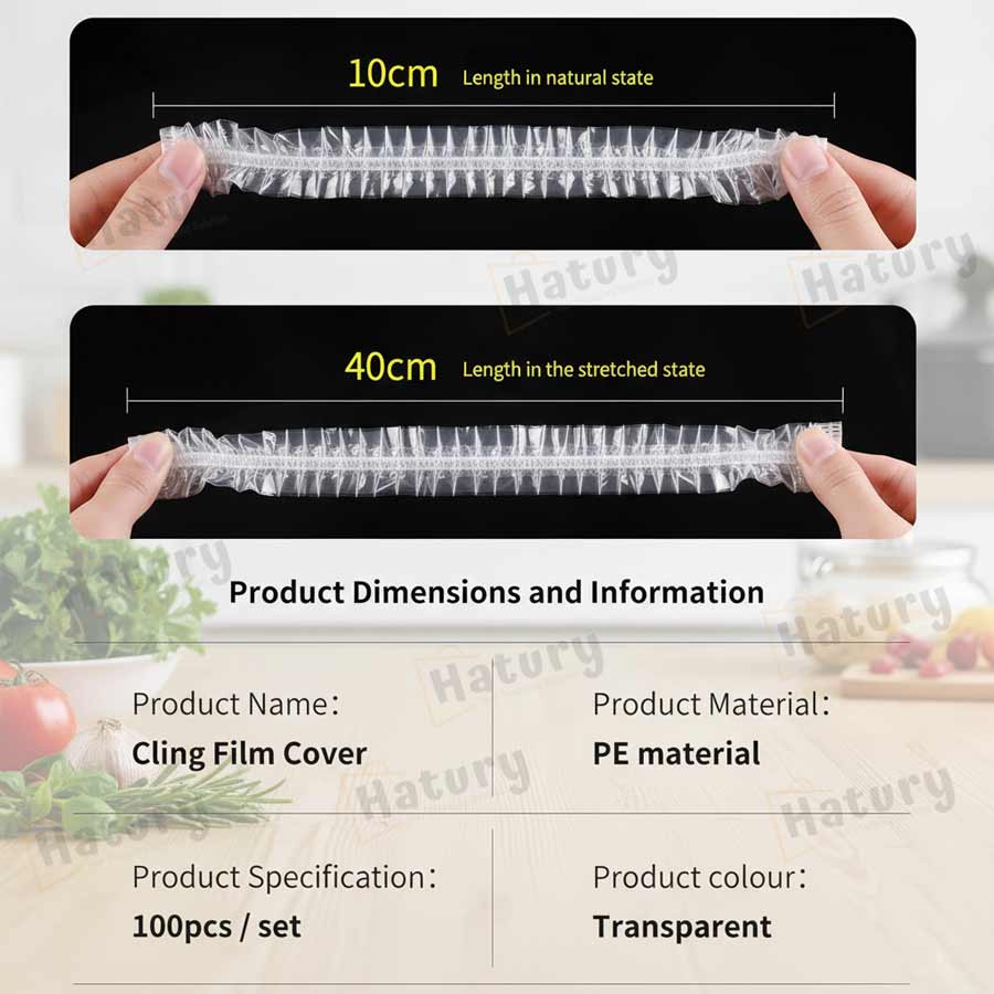 PINTU Elastic Plastic Wrap Food Covers (100 PCS) - Image 2